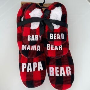 🔥Fuzzy family pack plaid sleepers papa bear mama bear & baby bear Shoes New